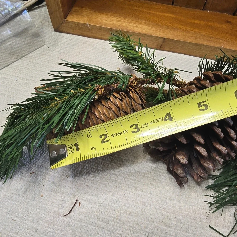 Rustic Artificial Pine Needle Garland with Large Pine Cones 19 Inch Green Brown